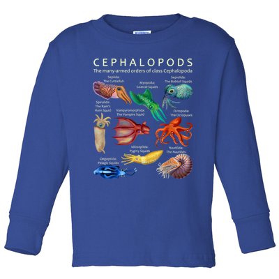 The Cephalopod: Octopus, Squid, Cuttlefish, And Nautilus Toddler Long Sleeve Shirt