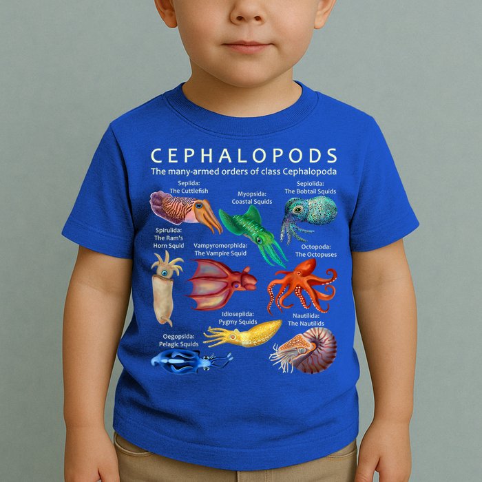 The Cephalopod: Octopus, Squid, Cuttlefish, And Nautilus Toddler T-Shirt