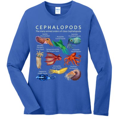 The Cephalopod: Octopus, Squid, Cuttlefish, And Nautilus Ladies Long Sleeve Shirt