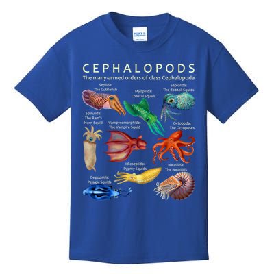 The Cephalopod: Octopus, Squid, Cuttlefish, And Nautilus Kids T-Shirt