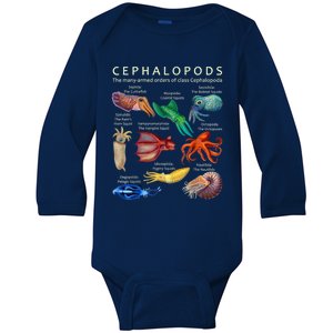 The Cephalopod: Octopus, Squid, Cuttlefish, And Nautilus Baby Long Sleeve Bodysuit