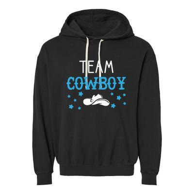 Team Cowboy Or Cowgirl Announcement Baby Shower Garment-Dyed Fleece Hoodie