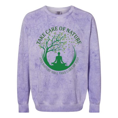 Take Care Of Nature David Attenborough Save Earth Yoga Colorblast Crewneck Sweatshirt