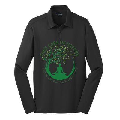 Take Care Of Nature David Attenborough Save Earth Yoga Silk Touch Performance Long Sleeve Polo