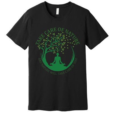 Take Care Of Nature David Attenborough Save Earth Yoga Premium T-Shirt