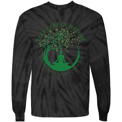 Take Care Of Nature David Attenborough Save Earth Yoga Tie-Dye Long Sleeve Shirt