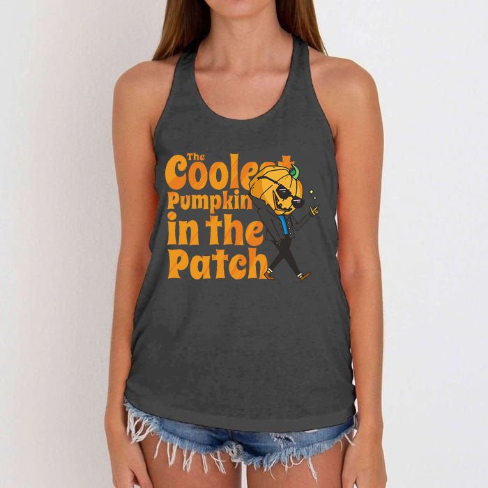 The Coolest Pumpkin In The Patch Pumpkin Halloween Women's Knotted Racerback Tank