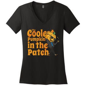 The Coolest Pumpkin In The Patch Pumpkin Halloween Women's V-Neck T-Shirt