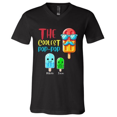 The Coolest Pop Pop Ice Treat Design V-Neck T-Shirt