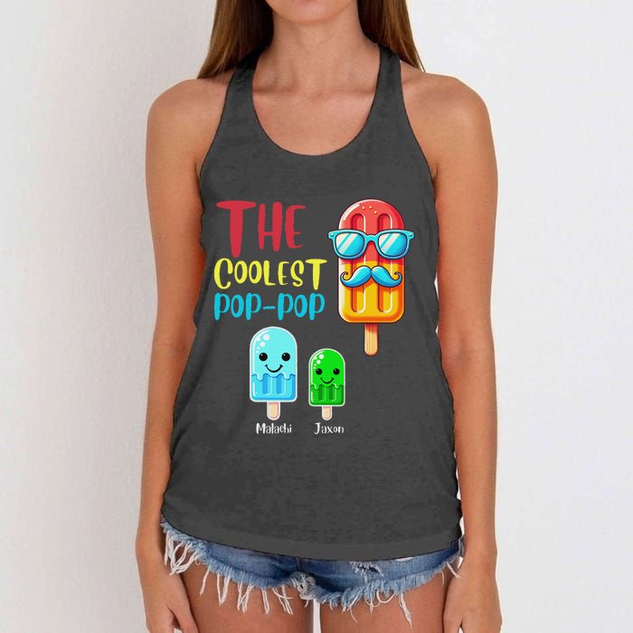 The Coolest Pop Pop Ice Treat Design Women's Knotted Racerback Tank