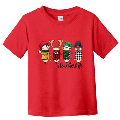 Teacher Christmas Pencils Holiday Season Toddler T-Shirt