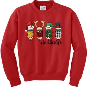 Teacher Christmas Pencils Holiday Season Kids Sweatshirt