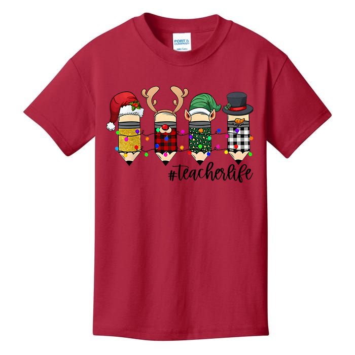 Teacher Christmas Pencils Holiday Season Kids T-Shirt