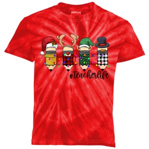 Teacher Christmas Pencils Holiday Season Kids Tie-Dye T-Shirt