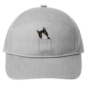 Tuxedo Cat Pocket Cat Lady Gift Cat Mom Tuxedo Cat 7-Panel Snapback Hat