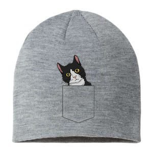 Tuxedo Cat Pocket Cat Lady Gift Cat Mom Tuxedo Cat Sustainable Beanie