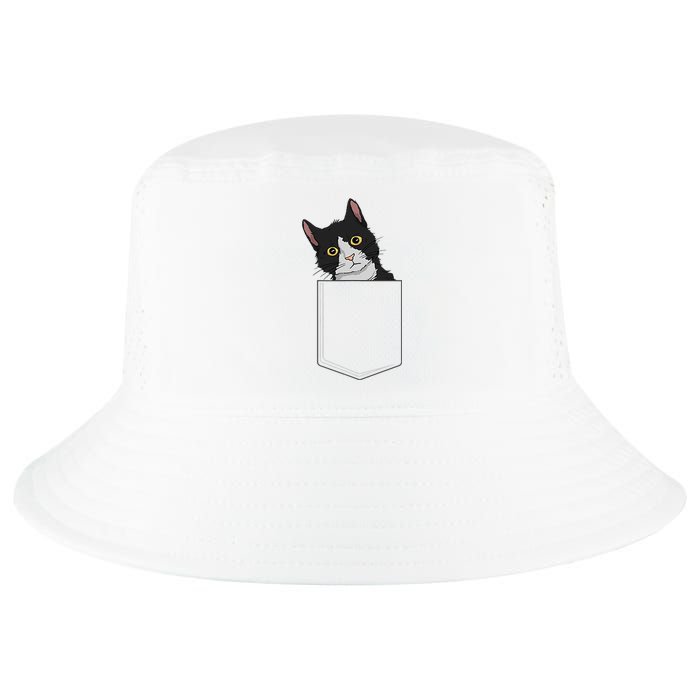 Tuxedo Cat Pocket Cat Lady Gift Cat Mom Tuxedo Cat Cool Comfort Performance Bucket Hat