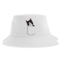 Tuxedo Cat Pocket Cat Lady Gift Cat Mom Tuxedo Cat Sustainable Bucket Hat