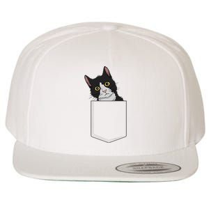 Tuxedo Cat Pocket Cat Lady Gift Cat Mom Tuxedo Cat Wool Snapback Cap