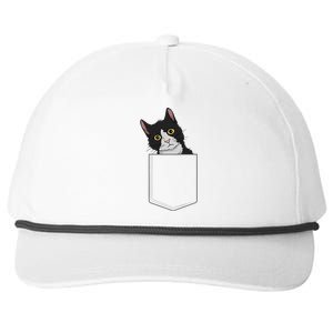 Tuxedo Cat Pocket Cat Lady Gift Cat Mom Tuxedo Cat Snapback Five-Panel Rope Hat