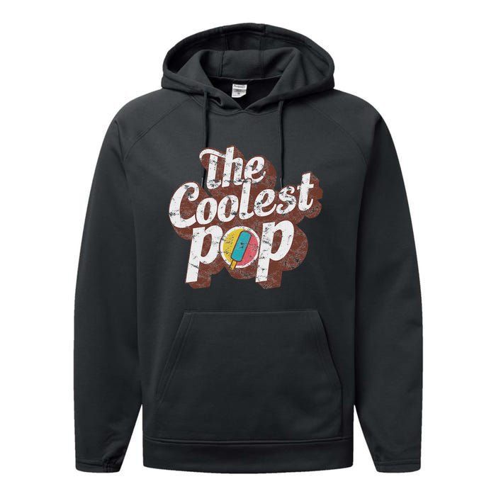 T Coolest Pop Funny Fathers Day Cool Dad Joke Performance Fleece Hoodie