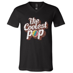 T Coolest Pop Funny Fathers Day Cool Dad Joke V-Neck T-Shirt