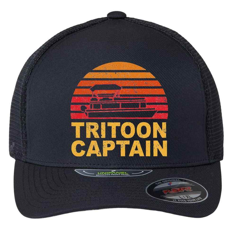 Tritoon Captain Pontoon Captain Tri Toon Boating Flexfit Unipanel Trucker Cap