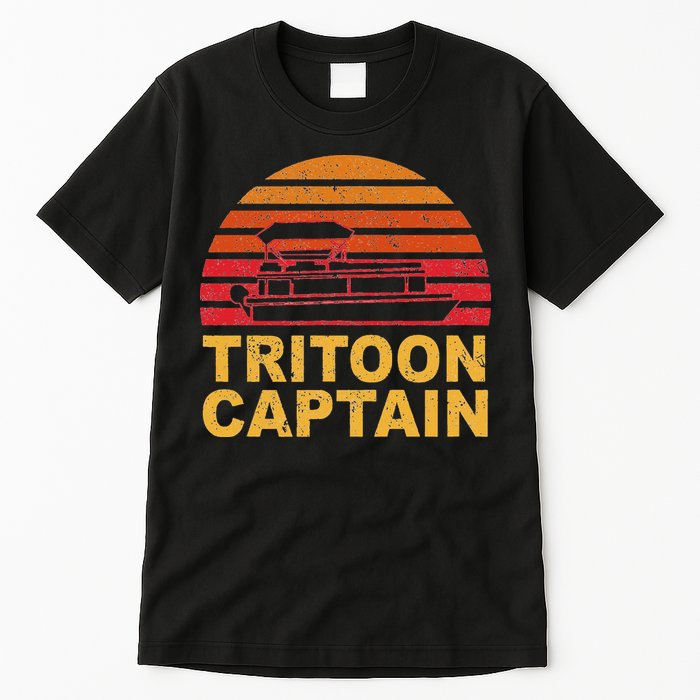 Tritoon Captain Pontoon Captain Tri Toon Boating Tall T-Shirt