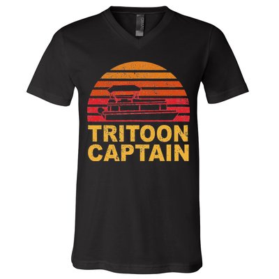 Tritoon Captain Pontoon Captain Tri Toon Boating V-Neck T-Shirt
