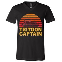 Tritoon Captain Pontoon Captain Tri Toon Boating V-Neck T-Shirt