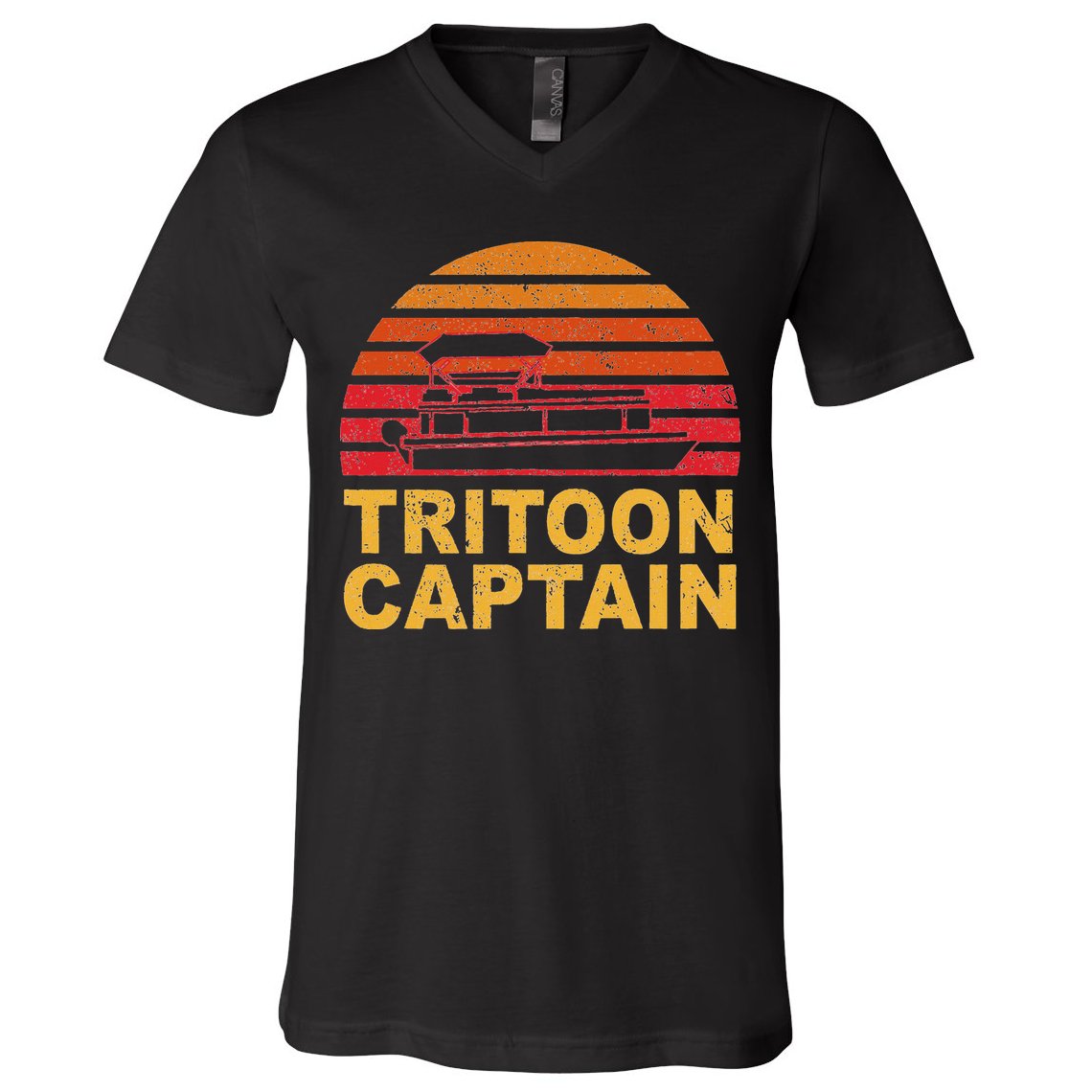 Tritoon Captain Pontoon Captain Tri Toon Boating V-Neck T-Shirt