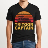 Tritoon Captain Pontoon Captain Tri Toon Boating V-Neck T-Shirt