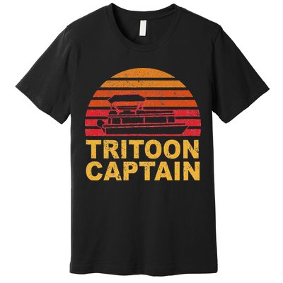 Tritoon Captain Pontoon Captain Tri Toon Boating Premium T-Shirt