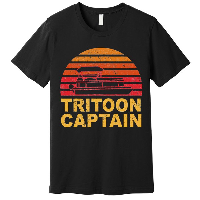 Tritoon Captain Pontoon Captain Tri Toon Boating Premium T-Shirt