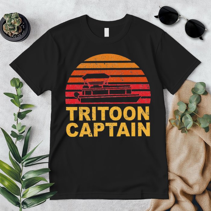Tritoon Captain Pontoon Captain Tri Toon Boating Premium T-Shirt