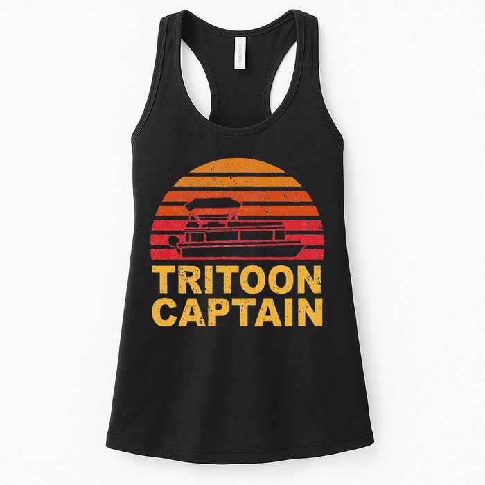 Tritoon Captain Pontoon Captain Tri Toon Boating Womens Tank Top