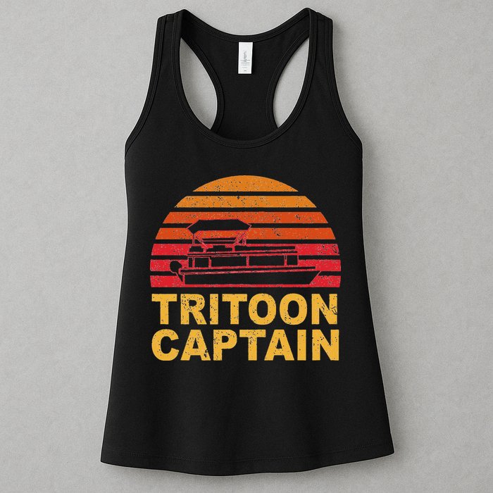 Tritoon Captain Pontoon Captain Tri Toon Boating Womens Tank Top