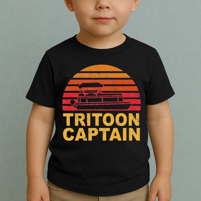 Tritoon Captain Pontoon Captain Tri Toon Boating Toddler T-Shirt
