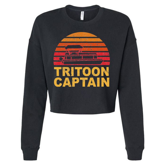 Tritoon Captain Pontoon Captain Tri Toon Boating Cropped Pullover Crew