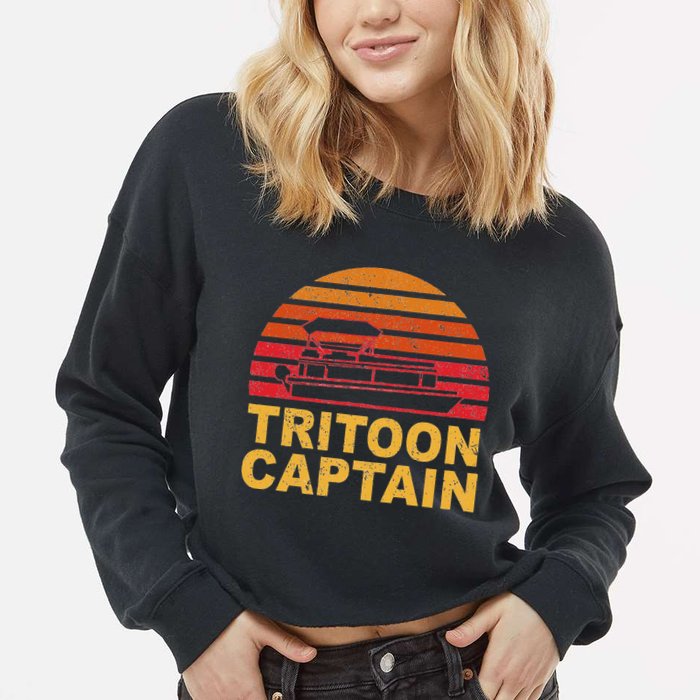 Tritoon Captain Pontoon Captain Tri Toon Boating Cropped Pullover Crew
