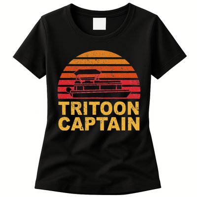 Tritoon Captain Pontoon Captain Tri Toon Boating Womens T-Shirt