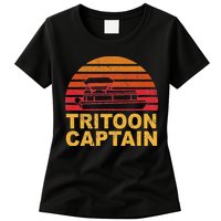 Tritoon Captain Pontoon Captain Tri Toon Boating Womens T-Shirt