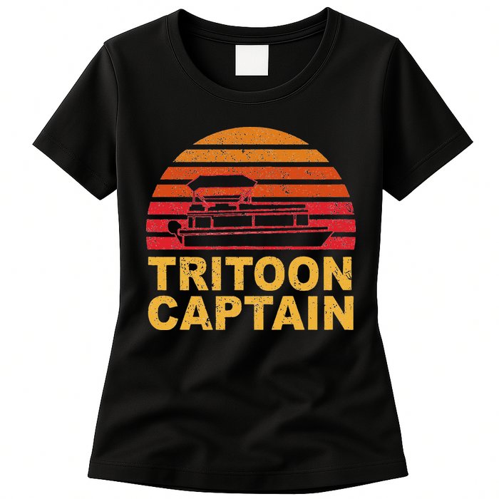 Tritoon Captain Pontoon Captain Tri Toon Boating Womens T-Shirt