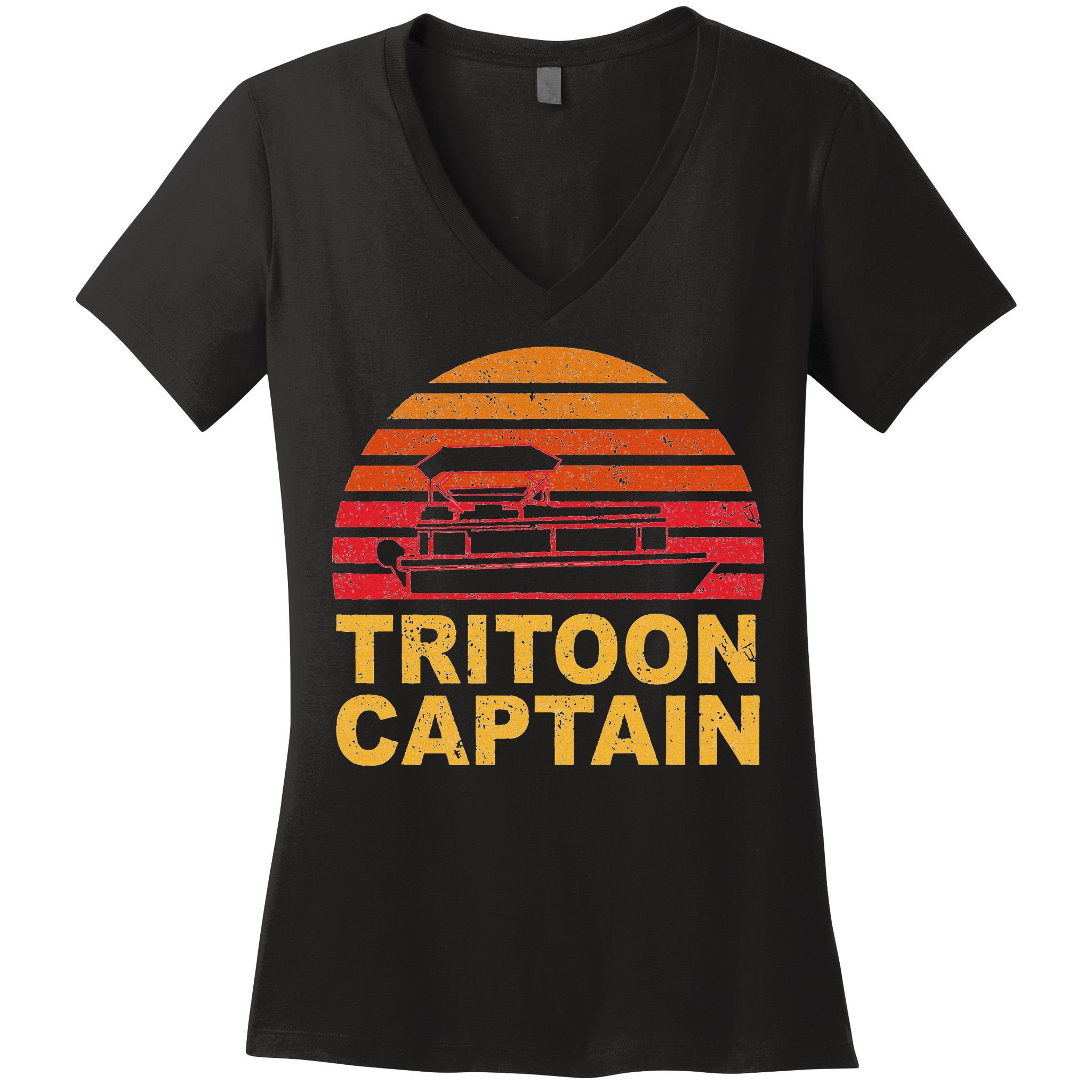 Tritoon Captain Pontoon Captain Tri Toon Boating Women's V-Neck T-Shirt