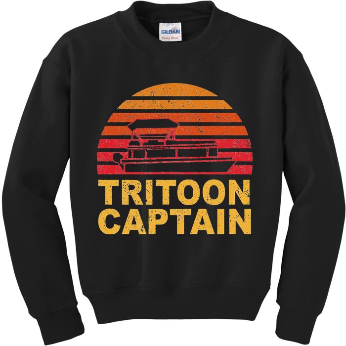 Tritoon Captain Pontoon Captain Tri Toon Boating Kids Sweatshirt