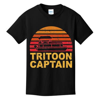 Tritoon Captain Pontoon Captain Tri Toon Boating Kids T-Shirt