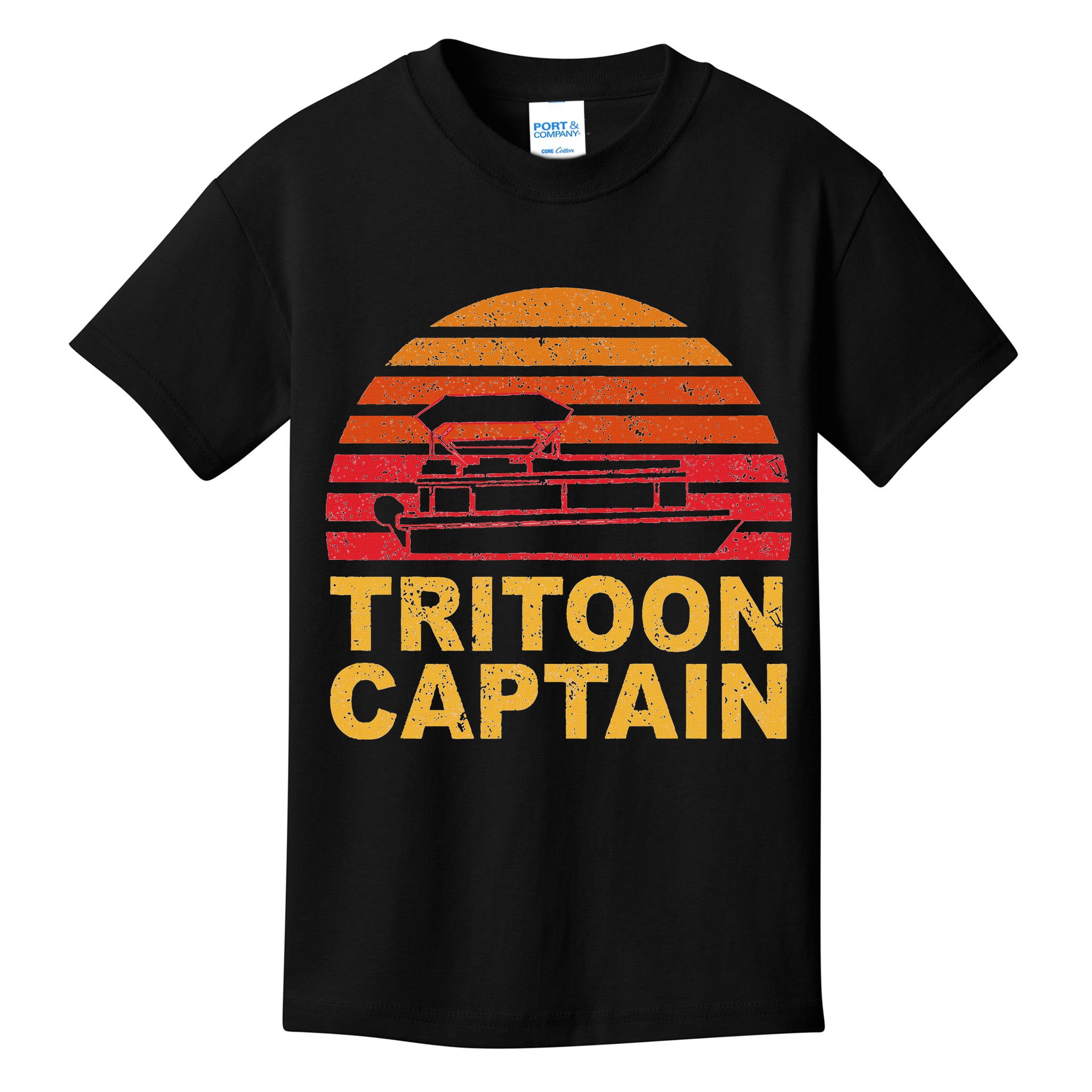 Tritoon Captain Pontoon Captain Tri Toon Boating Kids T-Shirt
