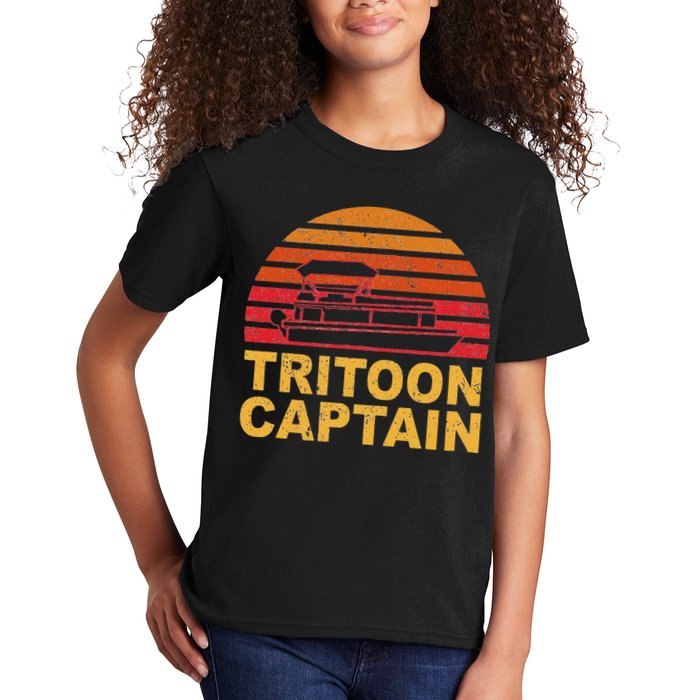 Tritoon Captain Pontoon Captain Tri Toon Boating Kids T-Shirt
