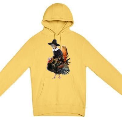 Thanksgiving Cat Pilgrim Costume Thanksgiving Turkey Gift Premium Pullover Hoodie