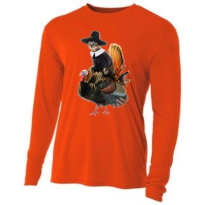 Thanksgiving Cat Pilgrim Costume Thanksgiving Turkey Gift Cooling Performance Long Sleeve Crew